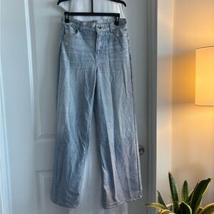Ecru Blue Flare Wide Leg Jeans